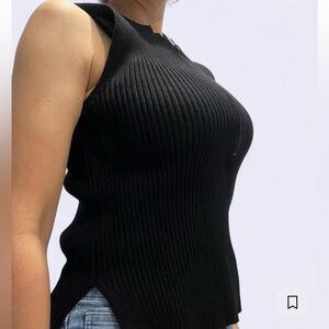 Zara Black Ribbed Knit Tank Top